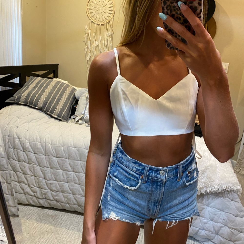 Superdown white crop top